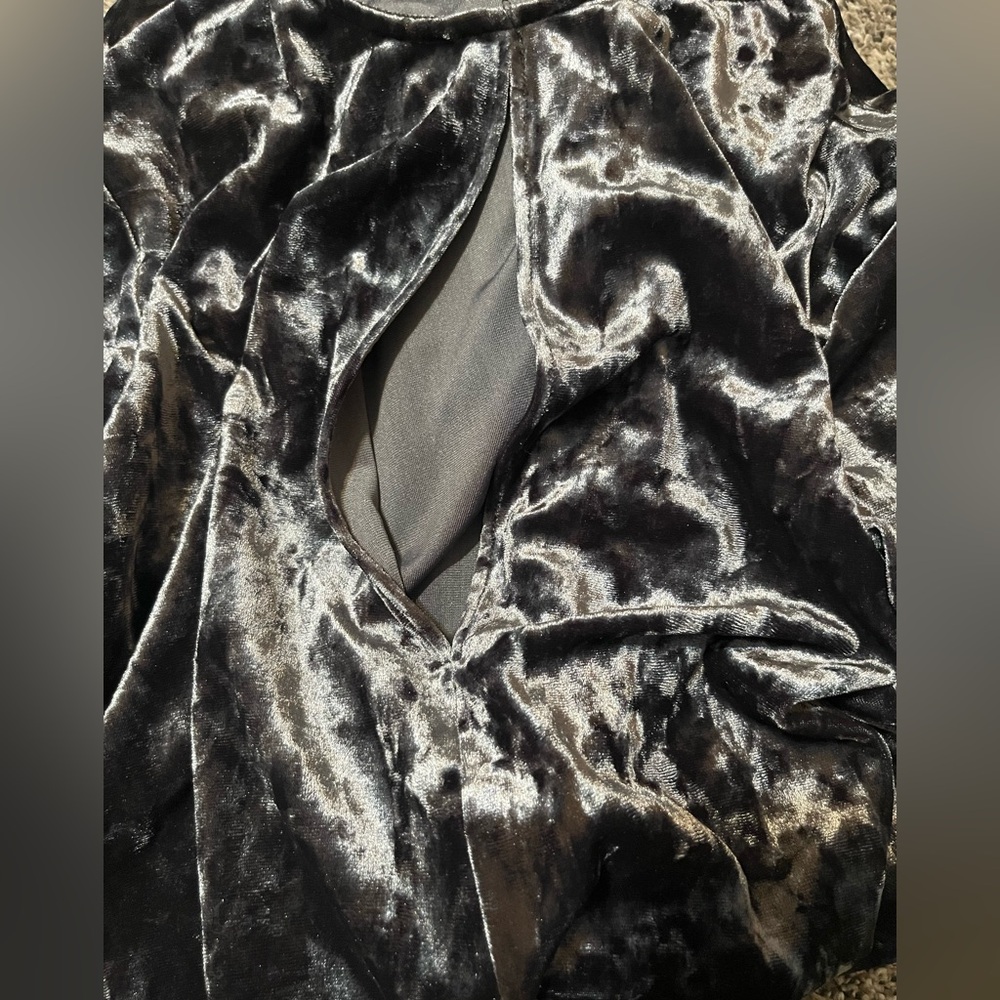 Zara Crushed Velvet Charcoal Gray Dress - Picture 6 of 7